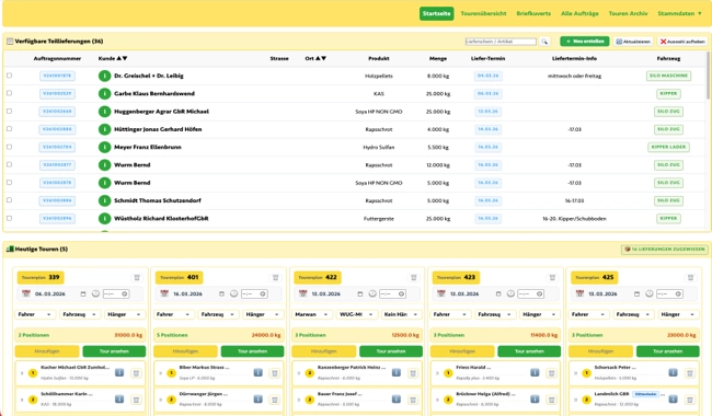 Tourenplanung für Landhandel Screenshot