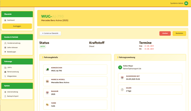 Flottenmanagement Screenshot