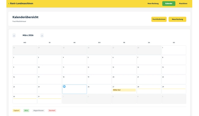 Verwaltung von Mietmaschinen Screenshot