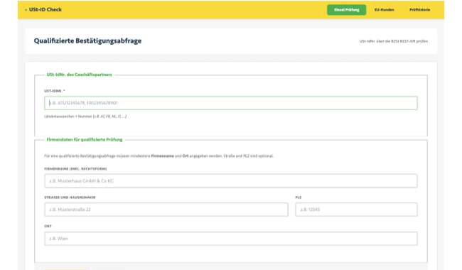 UmsatzSteuer-Id Check Screenshot